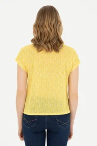US Polo Assn. Women Yellow Crew Neck T-Shirt - Image 5