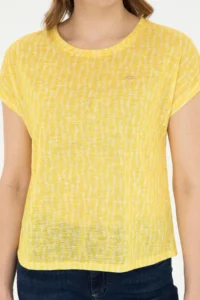 US Polo Assn. Women Yellow Crew Neck T-Shirt - Image 6