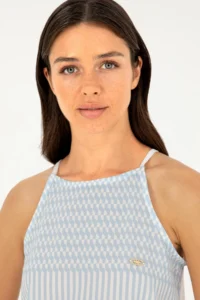 US Polo Assn. Women Light Blue Sleeveless Crew Neck T-Shirt - Image 2