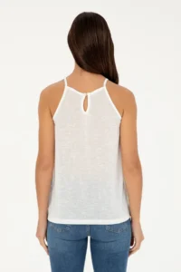 US Polo Assn. Women Light Blue Sleeveless Crew Neck T-Shirt - Image 5