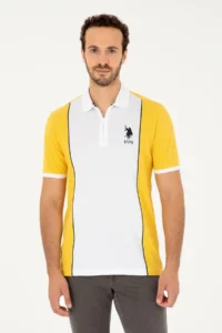 US Polo Shirt Assn. Men Regular Fit Polo Shirt Shirt Collar Saffron T-Shirt