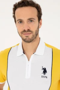 US Polo Shirt Assn. Men Regular Fit Polo Shirt Shirt Collar Saffron T-Shirt - Image 2