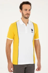 US Polo Shirt Assn. Men Regular Fit Polo Shirt Shirt Collar Saffron T-Shirt - Image 3