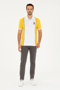 US Polo Shirt Assn. Men Regular Fit Polo Shirt Shirt Collar Saffron T-Shirt - Image 4