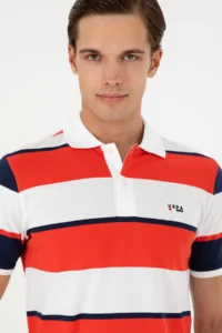 US Polo Assn. Men Regular Fit Polo Shirt Collar Red T-Shirt - Image 2