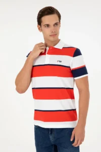 US Polo Assn. Men Regular Fit Polo Shirt Collar Red T-Shirt - Image 3