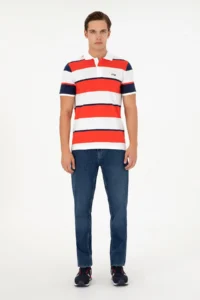 US Polo Assn. Men Regular Fit Polo Shirt Collar Red T-Shirt - Image 4