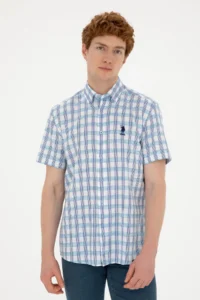 US Polo Assn. Men Saks Blue Short Sleeve Shirt - Image 3