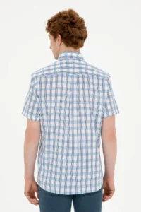 US Polo Assn. Men Saks Blue Short Sleeve Shirt - Image 5