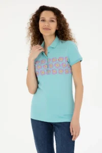 US Polo Assn. Women MINT Polo Shirt Collar T-Shirt