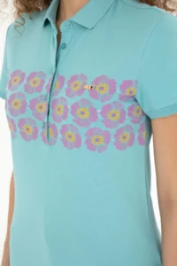 US Polo Assn. Women MINT Polo Shirt Collar T-Shirt - Image 7