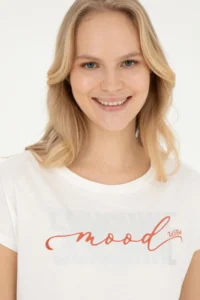 US Polo Assn. Women Ecru Crew Neck T-Shirt - Image 2