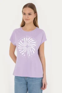 US Polo Assn. Women Lilac Crew Neck T-Shirt - Image 2