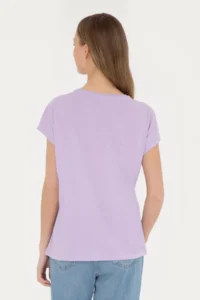 US Polo Assn. Women Lilac Crew Neck T-Shirt - Image 5
