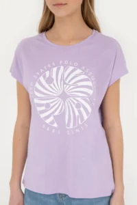 US Polo Assn. Women Lilac Crew Neck T-Shirt - Image 6