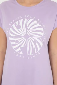 US Polo Assn. Women Lilac Crew Neck T-Shirt - Image 7