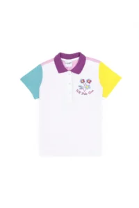 US Polo Assn. Girls' WHITE Polo Shirt Collar T-Shirt - Image 2