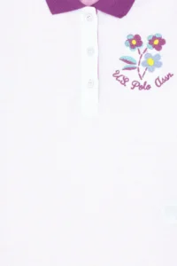 US Polo Assn. Girls' WHITE Polo Shirt Collar T-Shirt - Image 4