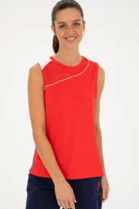 US Polo Assn. Women Red Sleeveless Crew Neck T-Shirt - Image 3