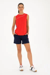 US Polo Assn. Women Red Sleeveless Crew Neck T-Shirt - Image 4