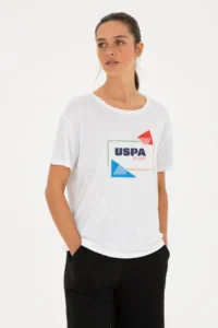 US Polo Assn. Women WHITE Crew Neck T-Shirt