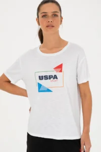US Polo Assn. Women WHITE Crew Neck T-Shirt - Image 3