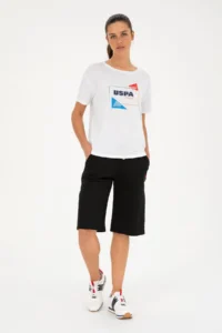 US Polo Assn. Women WHITE Crew Neck T-Shirt - Image 4