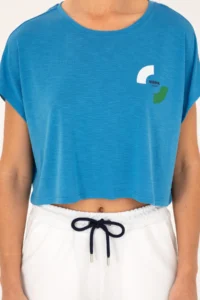 US Polo Assn. Women Saks Blue Crew Neck T-Shirt - Image 6