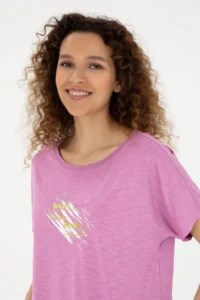 US Polo Assn. Women Pink Crew Neck T-Shirt - Image 2