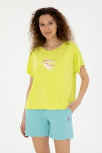 US Polo Assn. Women Peanut Green Crew Neck T-Shirt