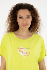 US Polo Assn. Women Peanut Green Crew Neck T-Shirt - Image 2