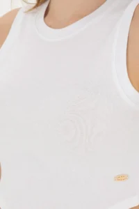 US Polo Assn. Women WHITE Crew Neck Crop Basic T-Shirt - Image 7