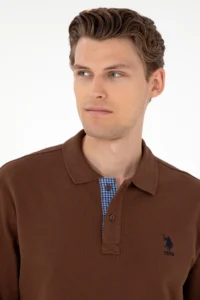 US Polo Shirt Assn. Men Brown Basic Sweatshirt - Image 2