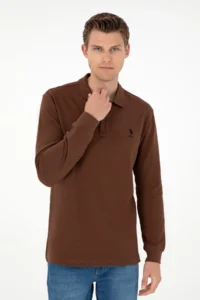 US Polo Shirt Assn. Men Brown Basic Sweatshirt - Image 3