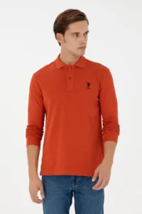 US Polo Shirt Assn. Men Brick Red Basic Sweatshirt