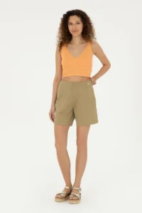 US Polo Assn. Women Khaki Knitting Shorts - Image 3