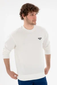 US Polo Shirt Assn. Men comfort Fit Crew Neck Cream Sweatshirt - Image 3