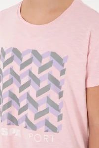 US Polo Assn. Women Powder Pink Patterned Crew Neck T-Shirt - Image 7