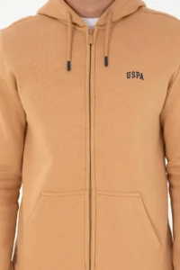 US Polo Assn. Men Camel Fleece Knitting Cardigan - Image 6