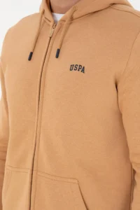 US Polo Assn. Men Camel Fleece Knitting Cardigan - Image 7