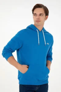 US Polo Assn. Men Hooded Cobalt Basic Sweatshirt - Image 3