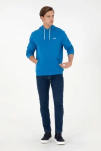 US Polo Assn. Men Hooded Cobalt Basic Sweatshirt - Image 4