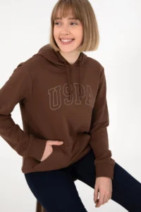 US Polo Assn. Men Regular Fit Hooded Brown Basic Sweatshirt - Image 3