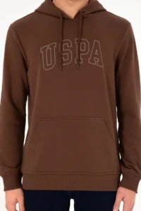 US Polo Assn. Men Regular Fit Hooded Brown Basic Sweatshirt - Image 7