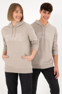 US Polo Assn. Men Regular Fit Hooded Stone Basic Sweatshirt - Image 2
