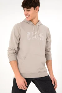 US Polo Assn. Men Regular Fit Hooded Stone Basic Sweatshirt - Image 5