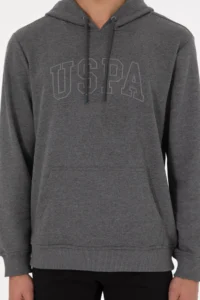 US Polo Assn. Men Regular Fit Hooded Anthracite Melange Basic Sweatshirt - Image 7