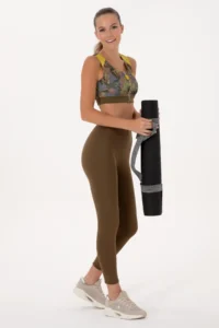 US Polo Assn. Women Khaki Melange High Waist Shaping Daily Leggings - Image 2