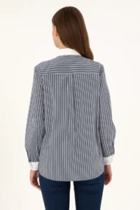 US Polo Assn. Women Navy Blue Striped Long Sleeve Tunic Shirt - Image 5