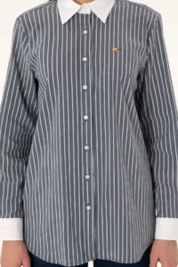 US Polo Assn. Women Navy Blue Striped Long Sleeve Tunic Shirt - Image 6